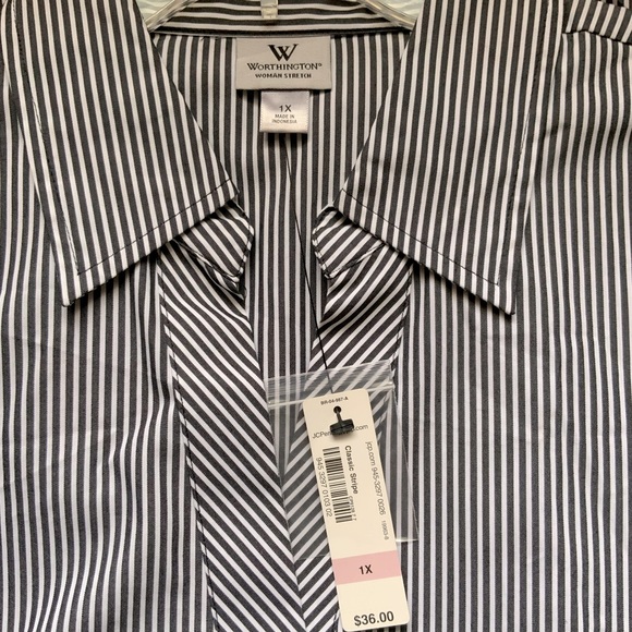 Worthington sz 1X Career striped shirt - Picture 2 of 3